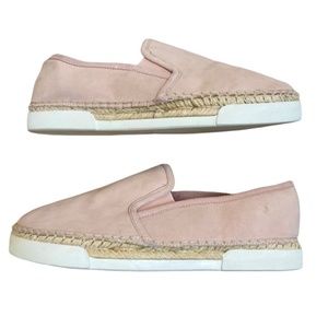 Vince Camuto Tambie Blush Leather Suede Espadrille Slip-on Shoes Size 9.5